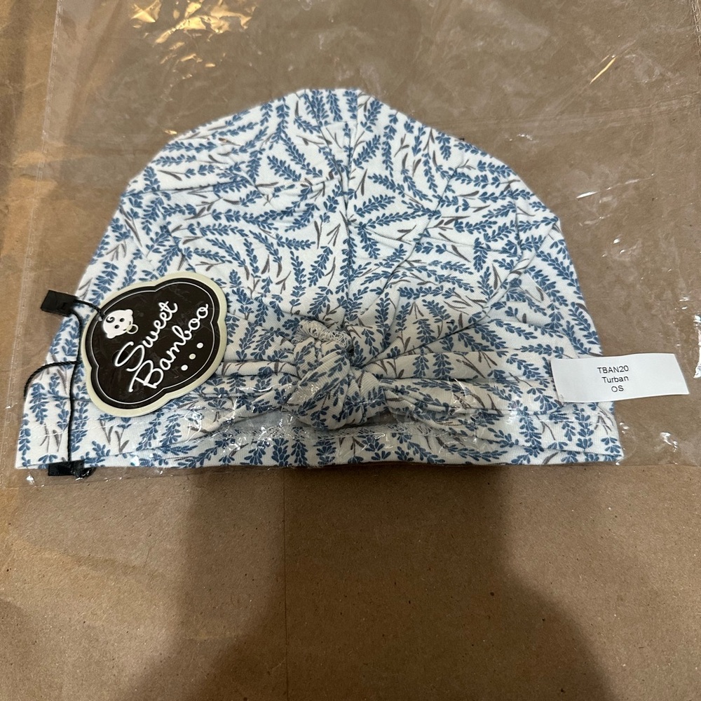 Sweet Bamboo Kids Blue Floral Turban Hat